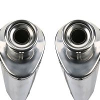 Exhaust compatible with Moto Guzzi Breva 750 2003-2009, Trioval, Dual Homologated legal slip-on exhaust including removable db killers and link pipes 
