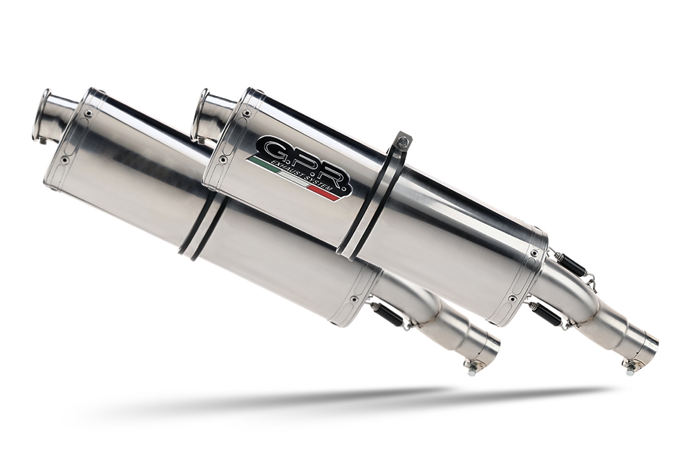 Exhaust compatible with Moto Guzzi Breva 750 2003-2009, Trioval, Dual Homologated legal slip-on exhaust including removable db killers and link pipes 