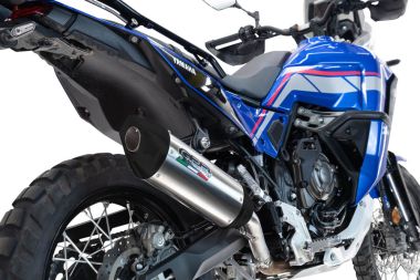 Exhaust compatible with Triumph Tiger 900 GT / Pro / Rally Pro 2024-2025, Furore-X Titanio, Homologated legal slip-on exhaust including removable db killer and link pipe 