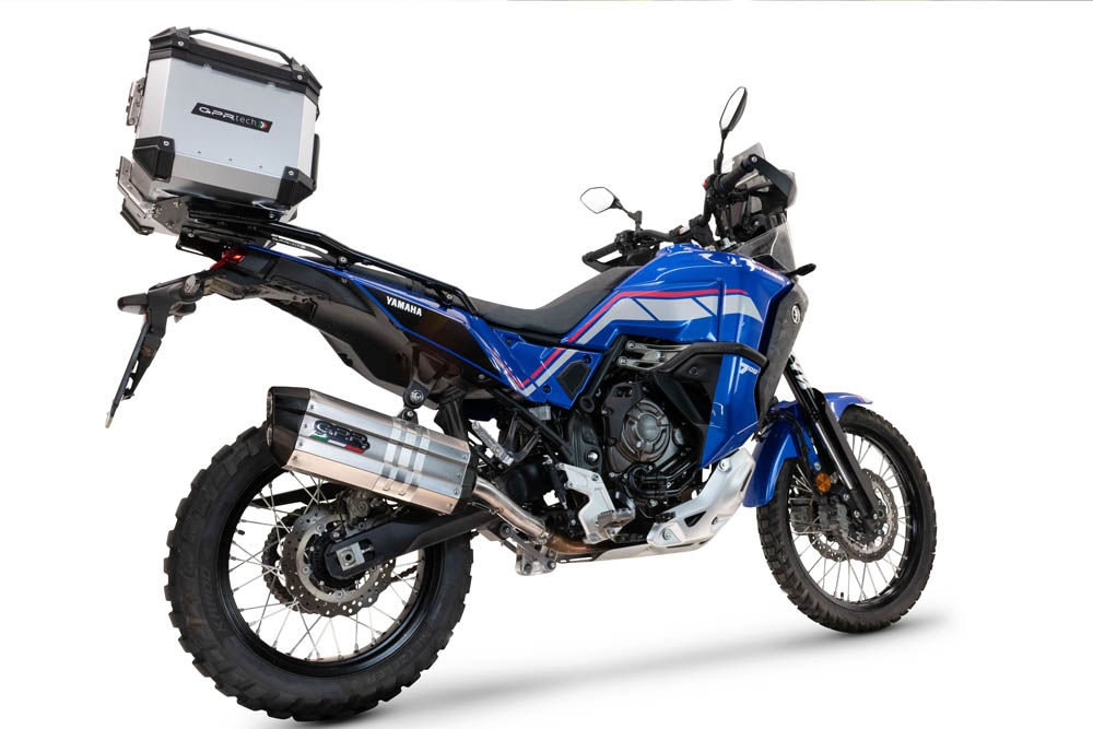 Exhaust compatible with Yamaha Tenere 700 2025-2026, Hyper Sonic Titanium, Homologated legal slip-on exhaust including removable db killer and link pipe 