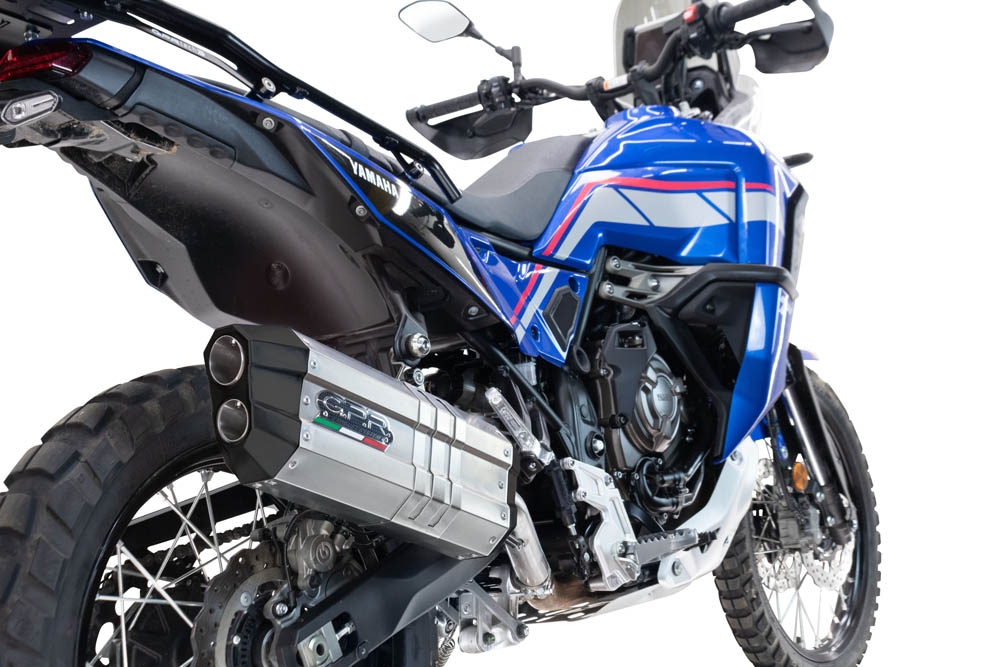 Exhaust compatible with Yamaha Tenere 700 2025-2026, Hyper Sonic Titanium, Homologated legal slip-on exhaust including removable db killer and link pipe 