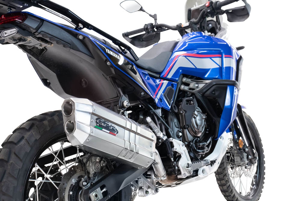 Exhaust compatible with Yamaha Tenere 700 2025-2026, Hyper Sonic Inox, Homologated legal slip-on exhaust including removable db killer and link pipe 