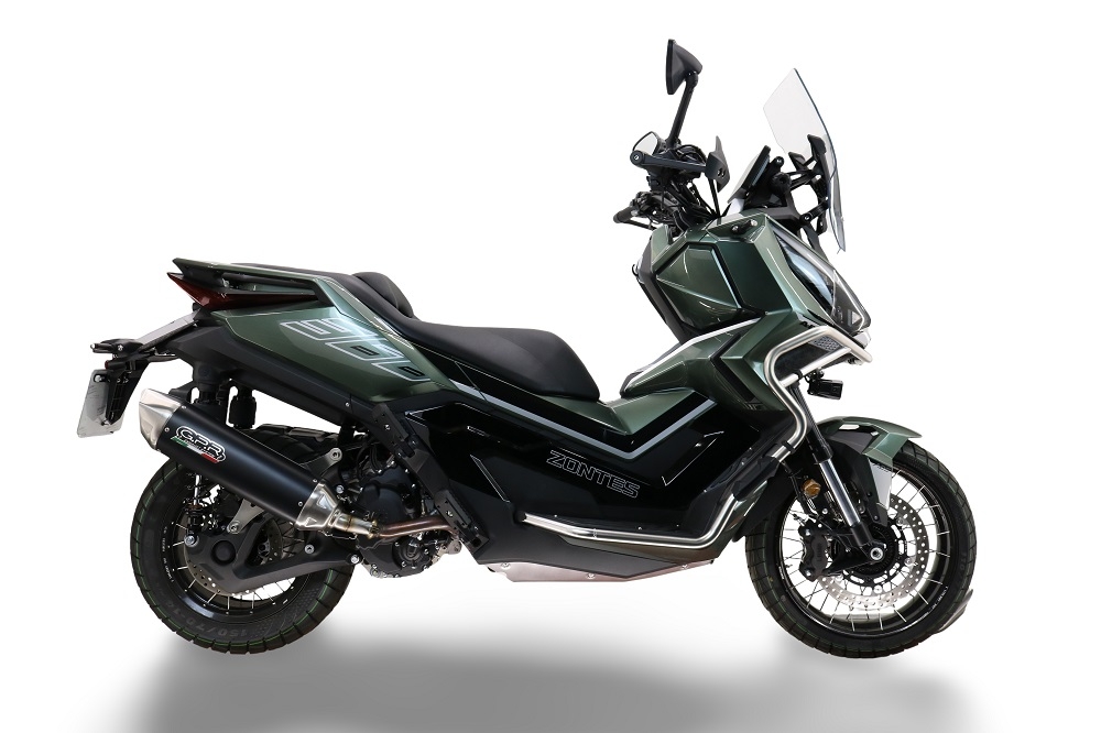 Exhaust compatible with Zontes 365E 2024-2026, Furore-X Scooter, Slip-on exhaust legal for UK and non-EU markets including link pipe and removable db killer 