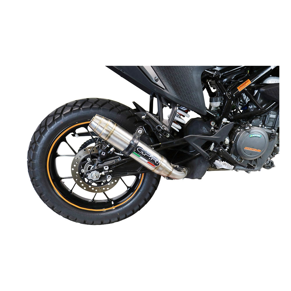 Exhaust compatible with Ktm Adventure 250 2020-2024, Deeptone Inox, Homologated legal slip-on exhaust including removable db killer and link pipe 