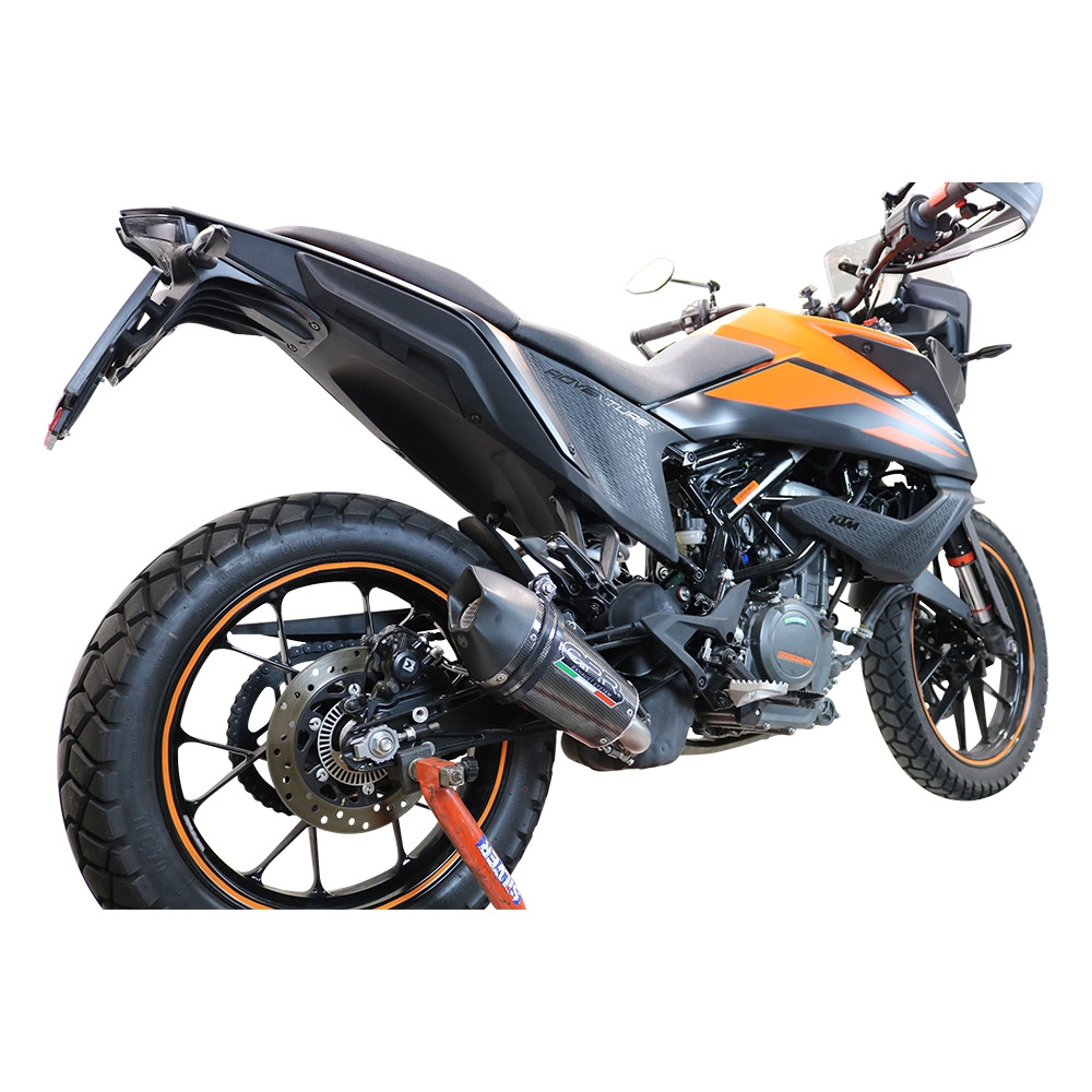 Exhaust compatible with Ktm Adventure 390 2021-2024, GP Evo4 Poppy, Homologated legal slip-on exhaust including removable db killer and link pipe 