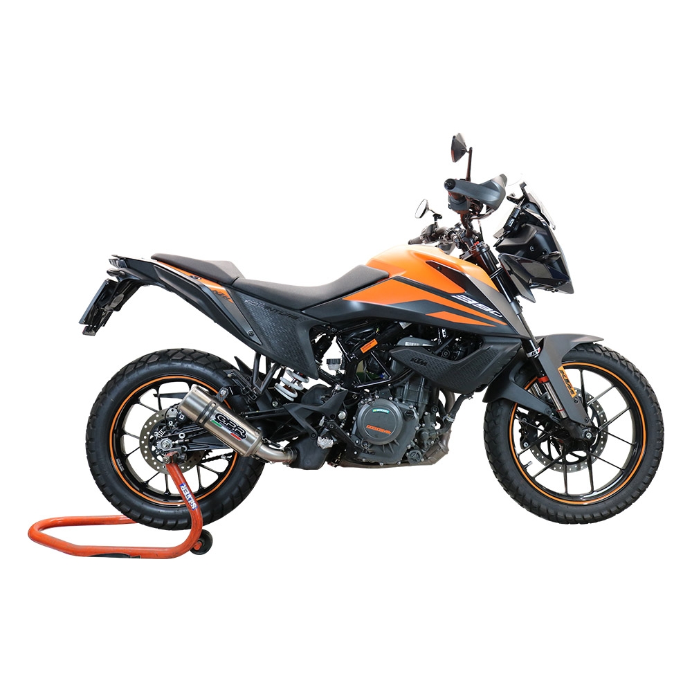 Exhaust compatible with Ktm Adventure 390 2021-2024, M3 Inox , Homologated legal slip-on exhaust including removable db killer and link pipe 