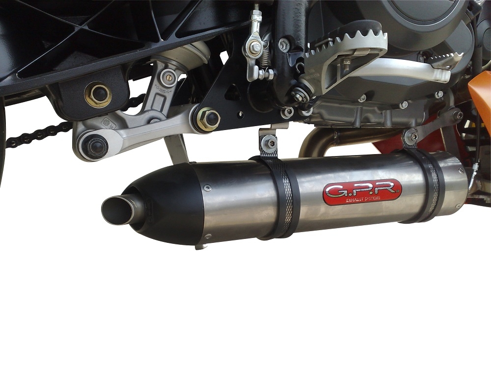 Exhaust compatible with Ktm Duke 690 2008-2011, Gpe Ann. titanium, Homologated legal full system exhaust, including removable db killer and catalyst 