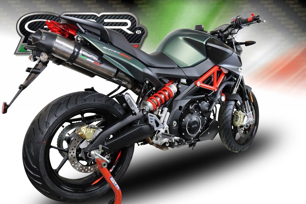 Exhaust compatible with Aprilia Shiver 750 Gt 2007-2016, Gpe Ann. titanium, Dual Homologated legal slip-on exhaust including removable db killers and link pipes 