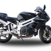 Exhaust compatible with Aprilia Sl -Falco 1000 2000-2004, Trioval, Dual Homologated legal slip-on exhaust including removable db killers and link pipes 