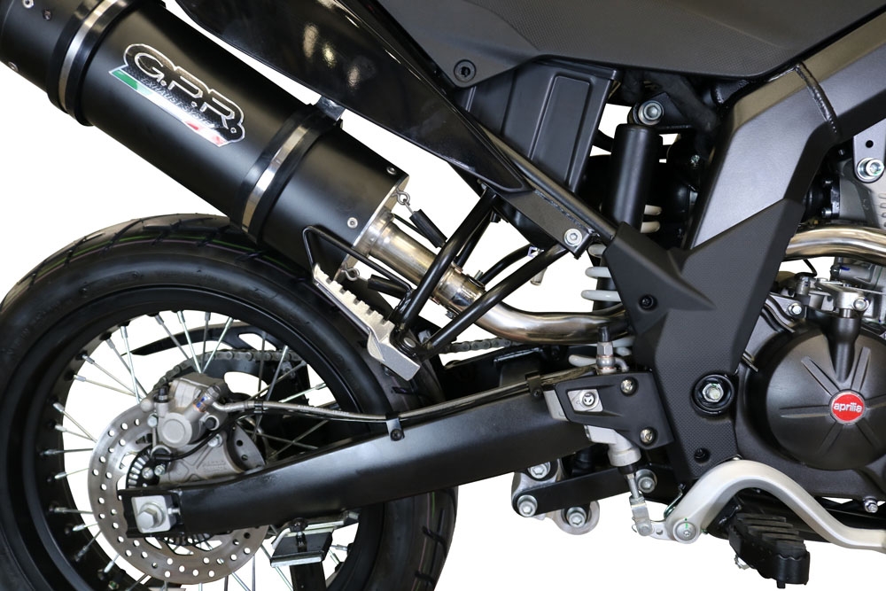 Exhaust compatible with Aprilia Sx 125 2018-2020, Furore Evo4 Nero, Homologated legal slip-on exhaust including removable db killer and link pipe 