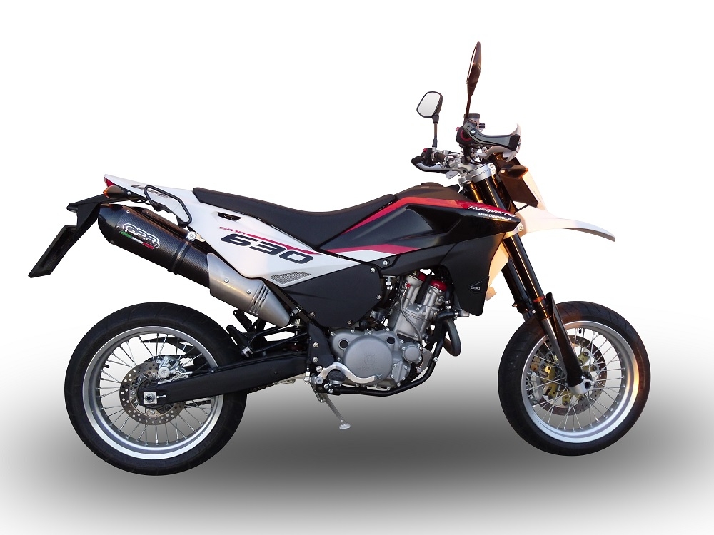 Exhaust compatible with Husqvarna TE 630 E - SMS 630 - Smr 630 2010-2014, Gpe Ann. Poppy, Dual Homologated legal slip-on exhaust including removable db killers and link pipes 