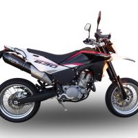 Exhaust compatible with Husqvarna TE 630 E - SMS 630 - Smr 630 2010-2014, Gpe Ann. Poppy, Dual Homologated legal slip-on exhaust including removable db killers and link pipes 