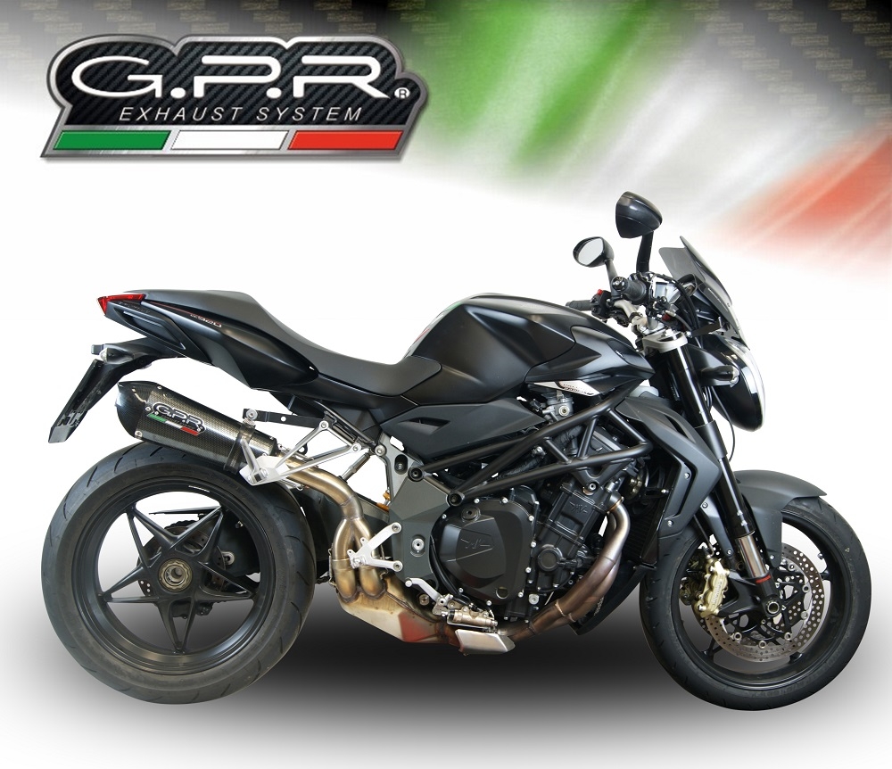 Exhaust compatible with Mv Agusta Brutale 1090 R-RR 2010-2016, Gpe Ann. Poppy, Homologated legal slip-on exhaust including removable db killer and link pipe 