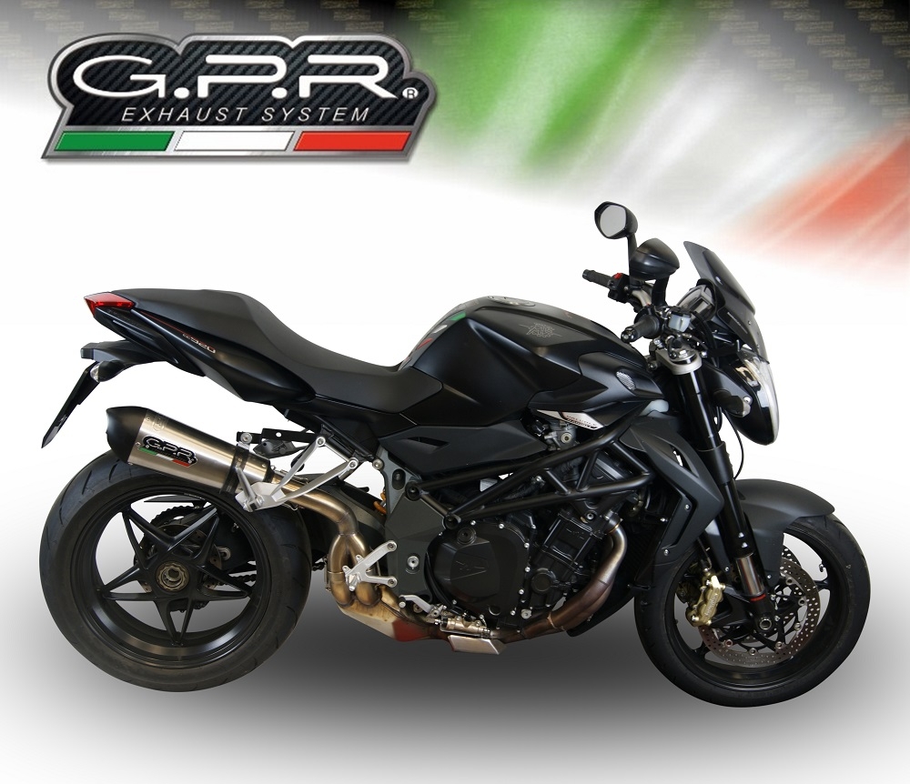 Exhaust compatible with Mv Agusta Brutale 990 R 2010-2011, Gpe Ann. titanium, Homologated legal slip-on exhaust including removable db killer and link pipe 