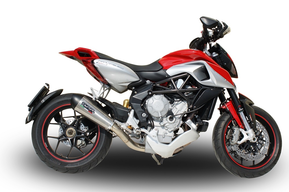 Exhaust compatible with Mv Agusta Rivale - Stradale 800 2014-2016, Gpe Ann. titanium, Homologated legal slip-on exhaust including removable db killer and link pipe 