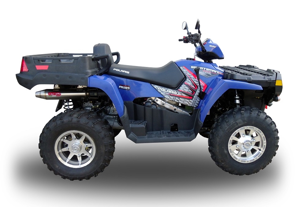Exhaust compatible with Polaris Sportsman 800 X2 2007-2010 2007-2010, Deeptone Atv, Homologated legal silencer exhaust including removable db killer 