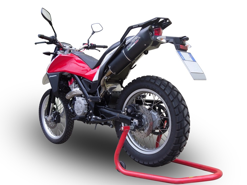 Exhaust compatible with Husqvarna TERRA - STRADA TR 650 2013-2015, Furore Nero, Homologated legal full system exhaust, including removable db killer and catalyst 