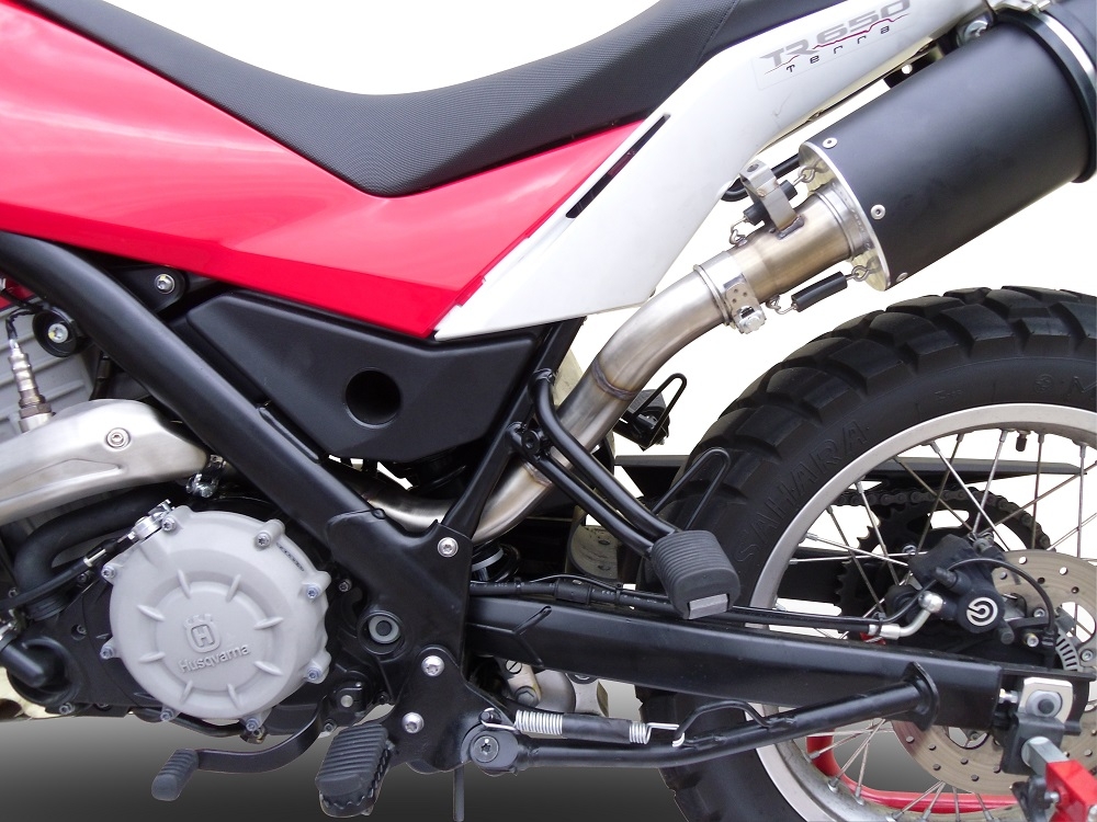 Exhaust compatible with Husqvarna TERRA - STRADA TR 650 2013-2015, Furore Nero, Homologated legal full system exhaust, including removable db killer and catalyst 