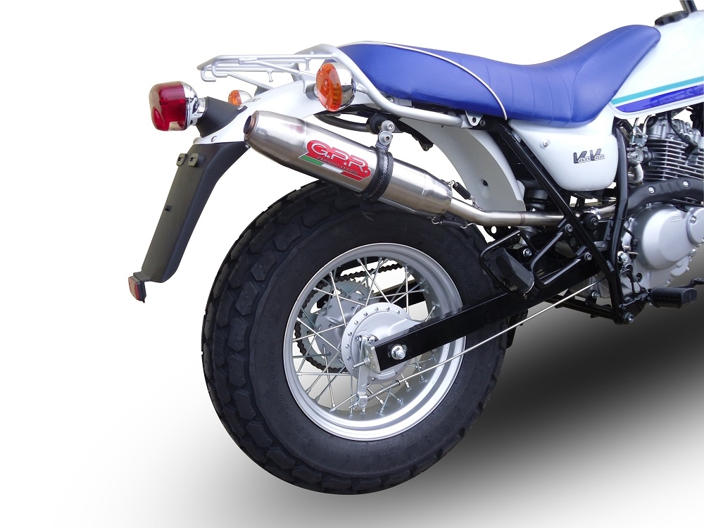 Exhaust compatible with Suzuki Rv 125 Van Van 2003-2017, Deeptone Inox, Homologated legal slip-on exhaust including removable db killer and link pipe 
