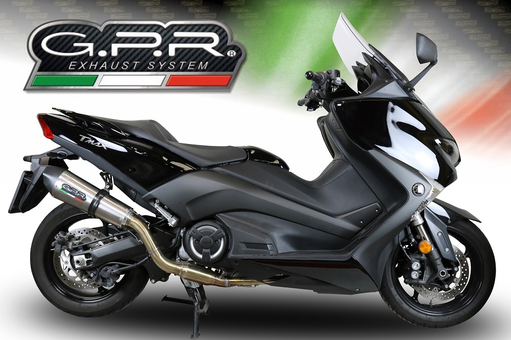 Exhaust compatible with Yamaha T-Max 560 2020-2021, GP Evo4 Titanium, Homologated legal full system exhaust, including removable db killer and catalyst 