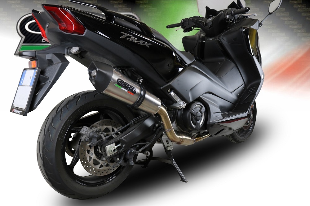 Exhaust compatible with Yamaha T-Max 560 2020-2021, GP Evo4 Titanium, Homologated legal full system exhaust, including removable db killer and catalyst 