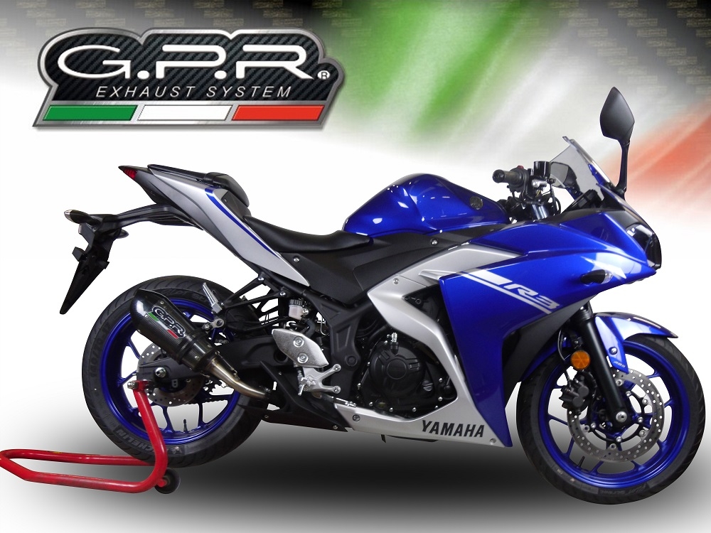 Exhaust compatible with Yamaha Mt-03 2021-2025, GP Evo4 Poppy, Homologated legal slip-on exhaust including removable db killer and link pipe 