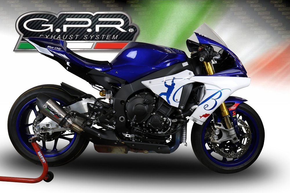 Exhaust compatible with Yamaha Yzf R1-R1-M 2020-2025, GP Evo4 Titanium, Homologated legal slip-on exhaust including removable db killer and link pipe 
