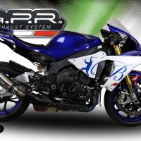 Exhaust compatible with Yamaha Yzf R1-R1-M 2020-2025, GP Evo4 Titanium, Homologated legal slip-on exhaust including removable db killer and link pipe 