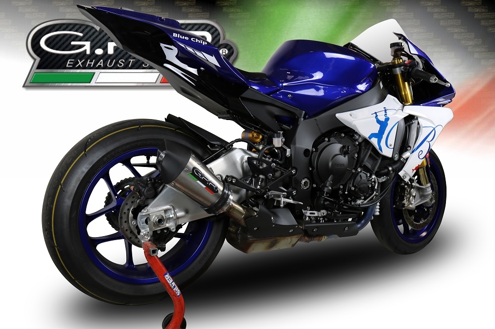 Exhaust compatible with Yamaha Yzf R1-R1-M 2020-2025, GP Evo4 Titanium, Homologated legal slip-on exhaust including removable db killer and link pipe 
