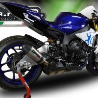 Exhaust compatible with Yamaha Yzf R1-R1-M 2020-2025, GP Evo4 Titanium, Homologated legal slip-on exhaust including removable db killer and link pipe 
