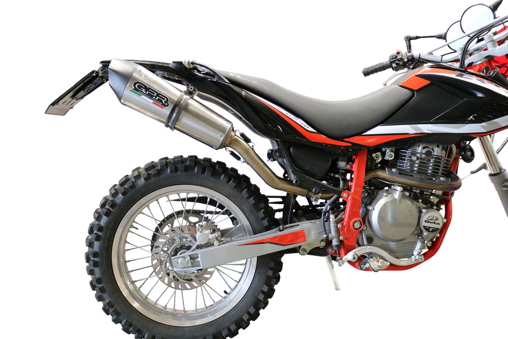 Exhaust compatible with Beta Alp 4.0 2018-2020, Gpe Ann. titanium, Slip-on exhaust legal for UK and non-EU markets including link pipe and removable db killer 