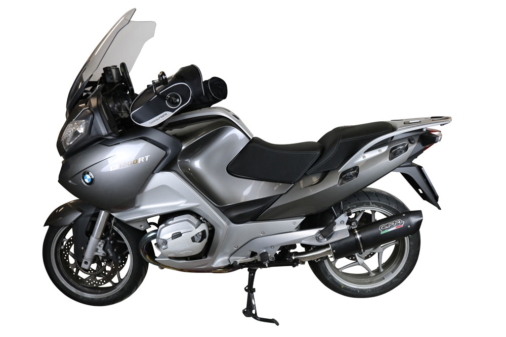 Exhaust compatible with Bmw R 1200 Rt 2009-2013, Furore Nero, Homologated legal slip-on exhaust including removable db killer and link pipe 