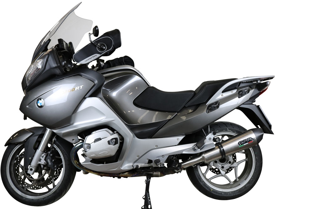 Exhaust compatible with Bmw R 1200 Rt 2009-2013, Gpe Ann. titanium, Homologated legal slip-on exhaust including removable db killer and link pipe 