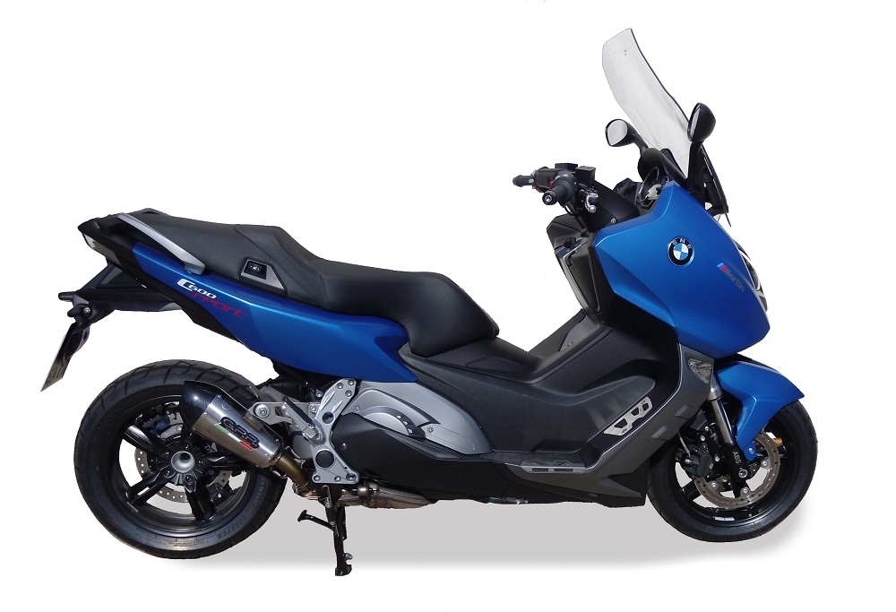 Exhaust compatible with Bmw C 600 Sport 2012-2016, Gpe Ann. titanium, Homologated legal slip-on exhaust including removable db killer and link pipe 