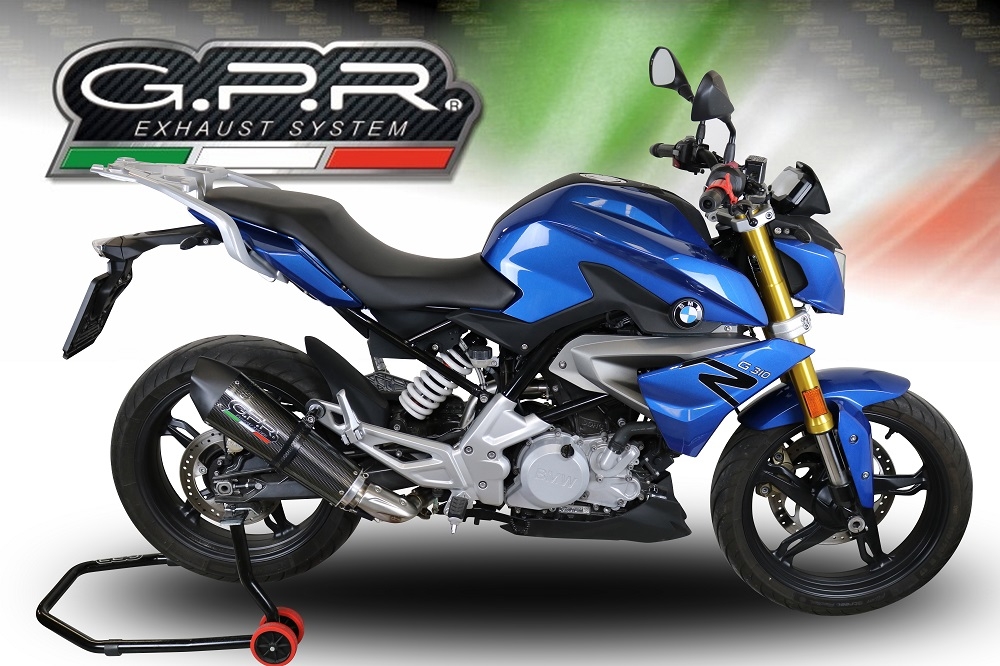 Exhaust compatible with Bmw G 310 R 2017-2021, GP Evo4 Poppy, Homologated legal full system exhaust, including removable db killer and catalyst 