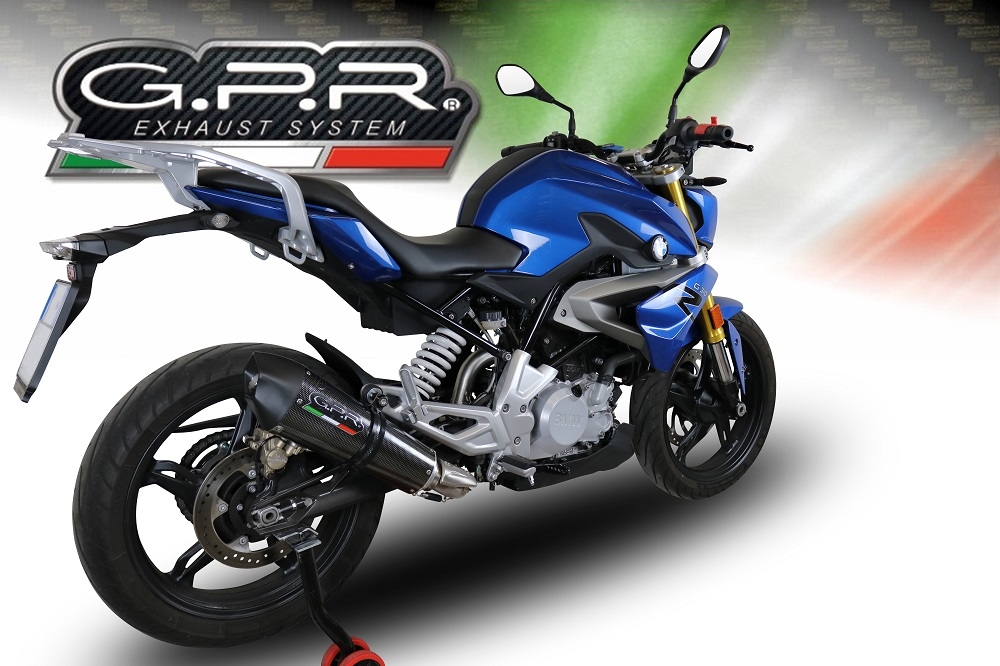 Exhaust compatible with Bmw G 310 R 2017-2021, GP Evo4 Poppy, Homologated legal full system exhaust, including removable db killer and catalyst 