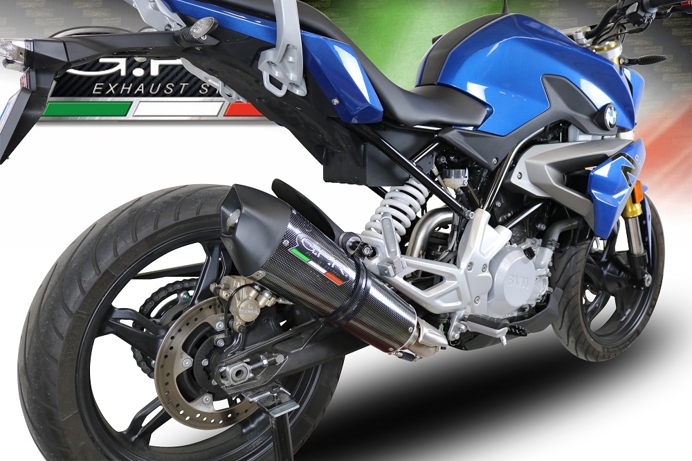 Exhaust compatible with Bmw G 310 R 2017-2021, GP Evo4 Poppy, Homologated legal full system exhaust, including removable db killer and catalyst 