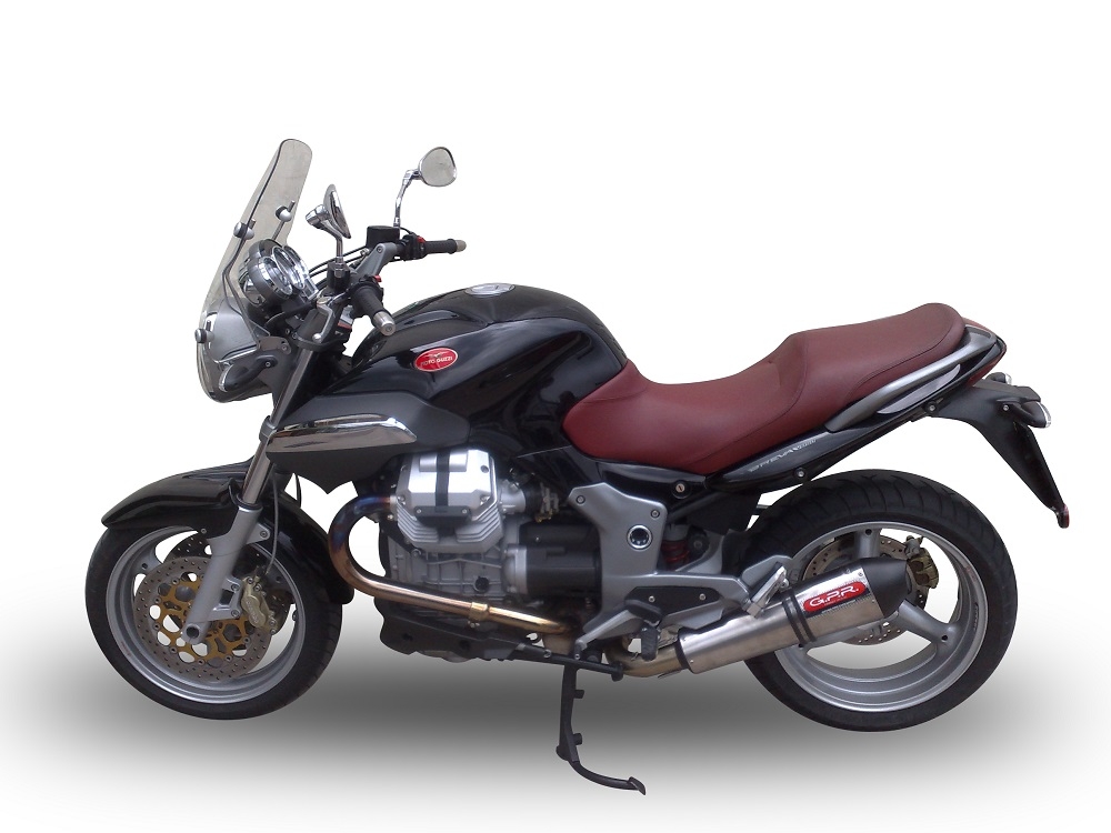 Exhaust compatible with Moto Guzzi Breva 1200 2007-2012, Gpe Ann. titanium, Homologated legal slip-on exhaust including removable db killer and link pipe 
