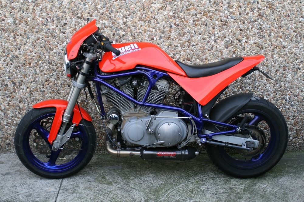 Exhaust compatible with Buell S1 Lightning 1999-2002, Gpe Ann. Poppy, Homologated legal slip-on exhaust including removable db killer and link pipe 