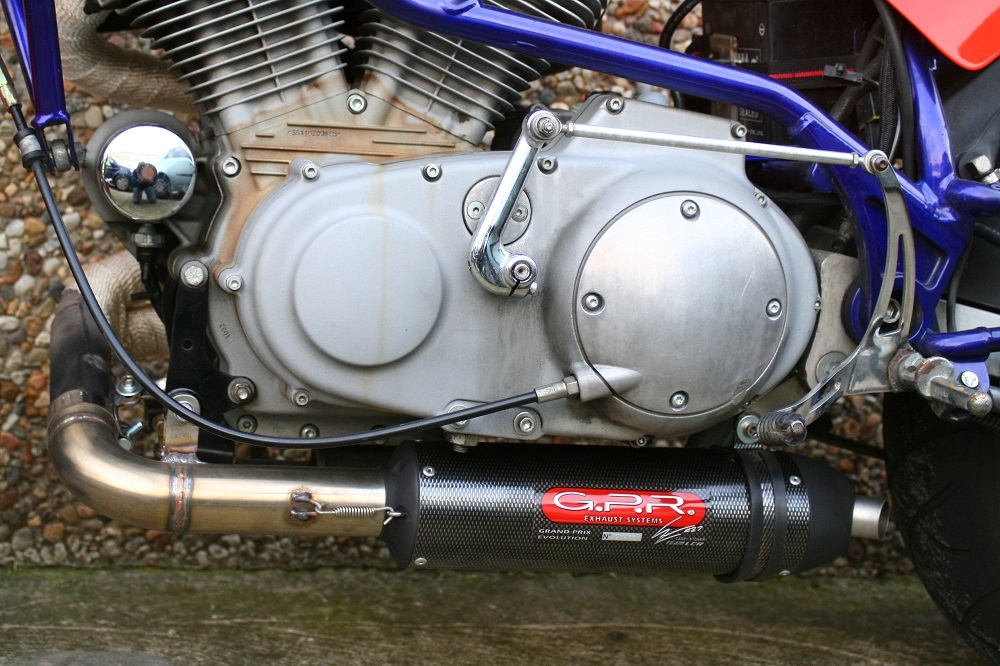 Exhaust compatible with Buell S1 Lightning 1999-2002, Gpe Ann. Poppy, Homologated legal slip-on exhaust including removable db killer and link pipe 