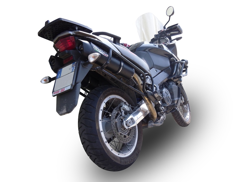 Exhaust compatible with Aprilia Etv Caponord 1000 Rally 2001-2007, Furore Nero, Dual Homologated legal slip-on exhaust including removable db killers and link pipes 