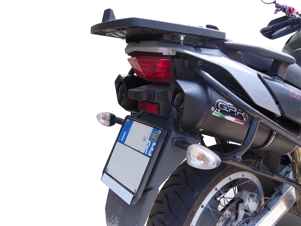 Exhaust compatible with Aprilia Etv Caponord 1000 Rally 2001-2007, Furore Nero, Dual Homologated legal slip-on exhaust including removable db killers and link pipes 