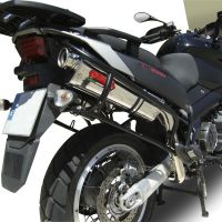 Exhaust compatible with Aprilia Etv Caponord 1000 Rally 2001-2007, Trioval, Dual Homologated legal slip-on exhaust including removable db killers and link pipes 