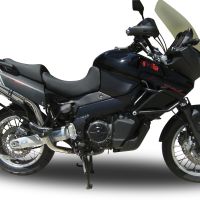Exhaust compatible with Aprilia Etv Caponord 1000 Rally 2001-2007, Trioval, Dual Homologated legal slip-on exhaust including removable db killers and link pipes 