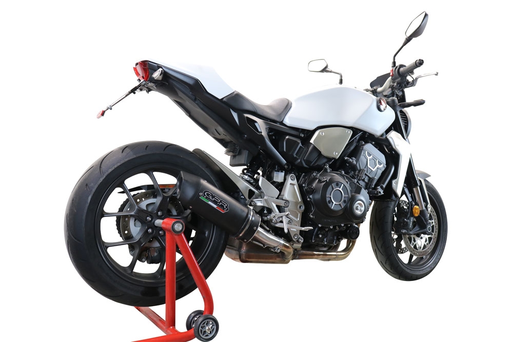 Exhaust compatible with Honda Cb 1000 R 2021-2024, Furore Evo4 Nero, Homologated legal slip-on exhaust including removable db killer and link pipe 