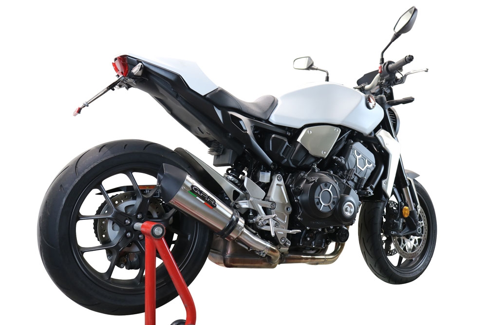Exhaust compatible with Honda Cb 1000 R 2018-2020, GP Evo4 Titanium, Homologated legal slip-on exhaust including removable db killer and link pipe 
