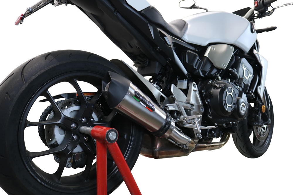 Exhaust compatible with Honda Cb 1000 R 2018-2020, GP Evo4 Titanium, Homologated legal slip-on exhaust including removable db killer and link pipe 