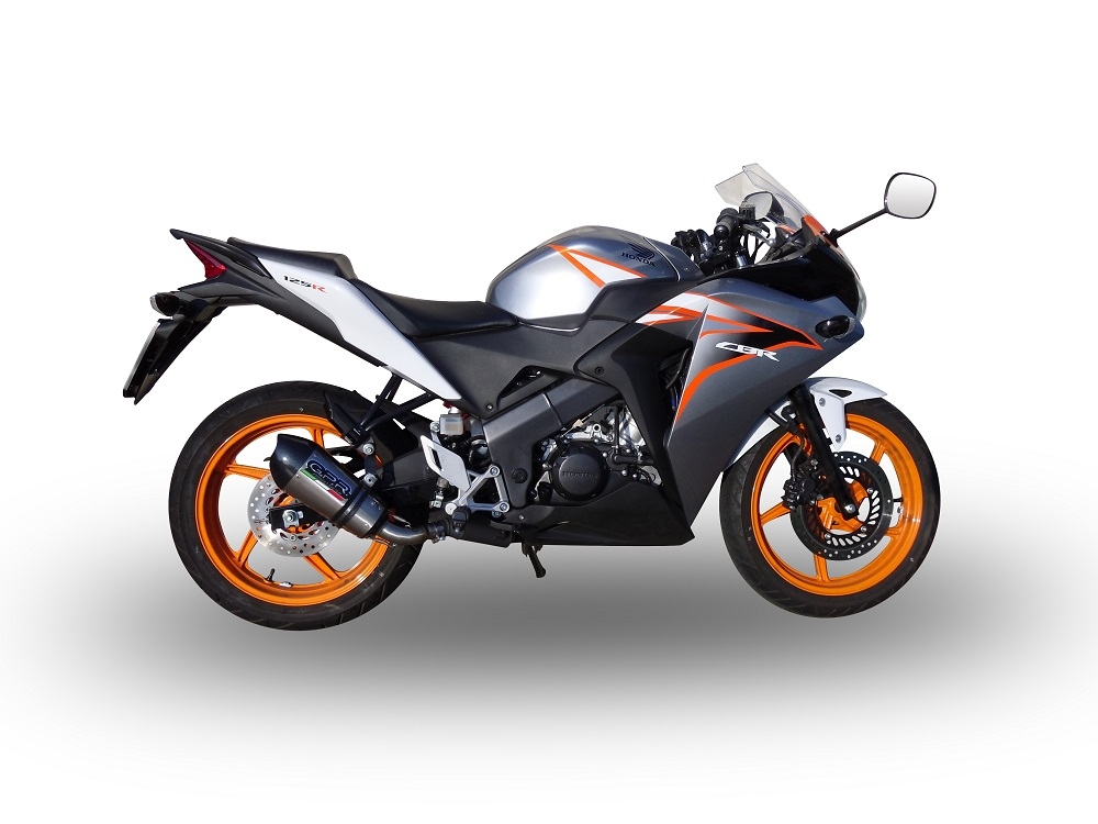 Exhaust compatible with Honda Cbr 125 R 2011-2016, Gpe Ann. titanium, Slip-on exhaust legal for UK and non-EU markets including link pipe and removable db killer 