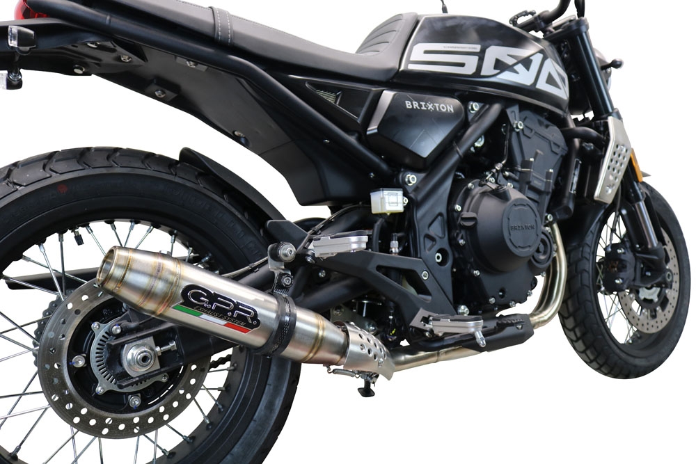Exhaust compatible with Brixton CroSsfire 500 X 2020-2021, Deeptone Inox, Homologated legal slip-on exhaust including removable db killer and link pipe 