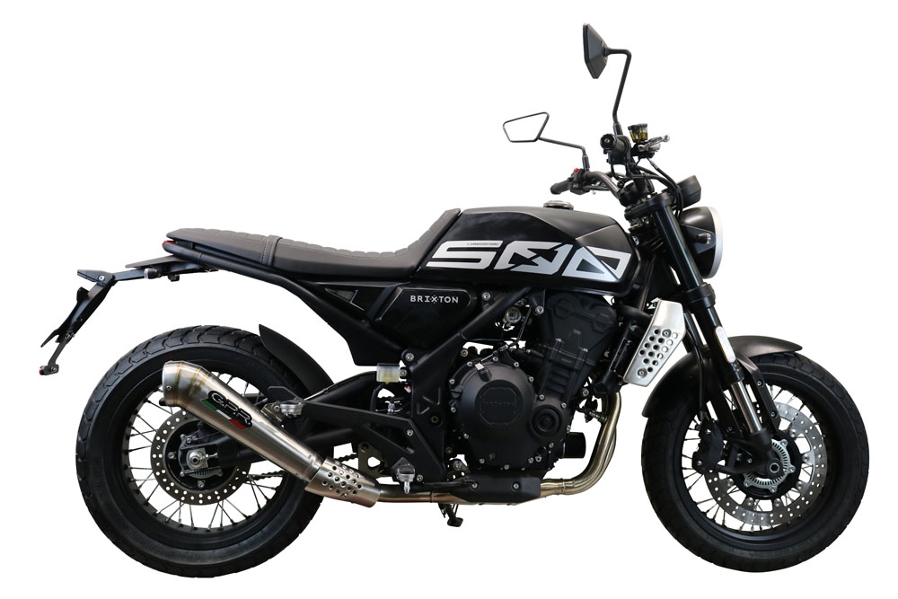 Exhaust compatible with Brixton CroSsfire 500 X 2020-2021, Powercone Evo, Homologated legal slip-on exhaust including removable db killer and link pipe 